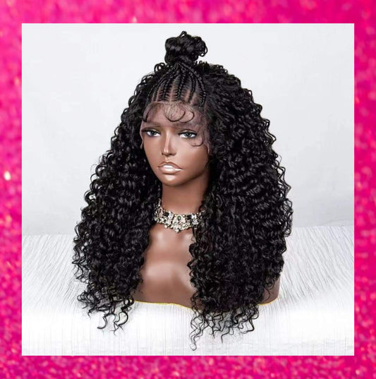 Half Braided Wig With Curls